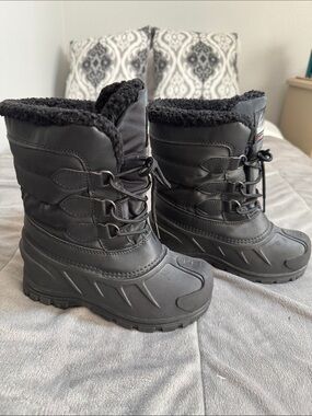 Itasca boys unisex Black Insulated waterproof Winter Snow Boots Sz 3